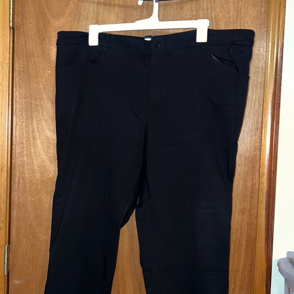 Black Straight Leg Plus Size Trousers.